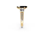Channel-Set Engagement Ring Setting for Fancy Black Marquise Center with Baguette Band and Prong Head in Yellow Gold