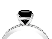 Milgrain Pave Engagement Ring Setting for Fancy Black Emerald Cut Center with Accent Band and Prong Head in Platinum