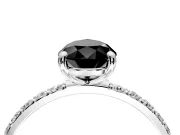 Solitaire Engagement Ring Setting for Fancy Black Pear-Shaped Center with Pave Accents and Prong Head in White Gold