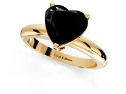 Solitaire Engagement Ring Setting for Fancy Black Heart-Shaped Center with Wire Band and Prong Head in Yellow Gold