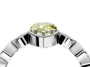 Vintage Station Engagement Ring Setting for Fancy Yellow Pear-Shaped Center with Accents and Prong Head in Sterling Silver