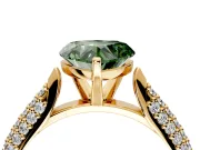 Solitaire Engagement Ring Setting for Fancy Green Heart-Shaped Center with Multi-Row Accents and Prong Head in Yellow Gold