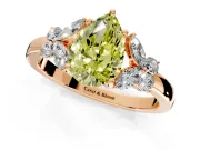 Solitaire Engagement Ring Setting for Fancy Yellow Pear-Shaped Center with Marquise Flower Shoulders and Prong Head in Rose Gold
