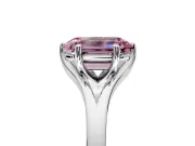 Solitaire Engagement Ring Setting for Fancy Pink Emerald Cut Center with Plain Split Shank and Prong Head in Platinum