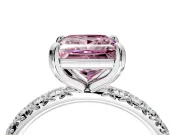 Solitaire Engagement Ring Setting for Fancy Pink Princess Cut Center with Shared-Prong Accents and Prong Head in Platinum