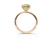 Hidden Halo Engagement Ring Setting for Fancy Yellow Princess Cut Center with Thin Round-Wire Band and Prong Head in Rose Gold
