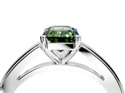 Solitaire Engagement Ring Setting for Fancy Green Emerald Cut Center with Flat-Sided Plain Band and Prong Head in White Gold