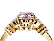 Floral Engagement Ring Setting for Fancy Pink Oval Center with Marquise Cluster Shoulders and Prong Head in Yellow Gold