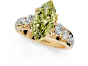 Solitaire Engagement Ring Setting for Fancy Yellow Marquise Center with Graduated Shared Prongs and Prong Head in Yellow Gold