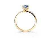 Solitaire Engagement Ring Setting for Fancy Blue Marquise Center with Fine Pave Narrow Band and Prong Head in Yellow Gold