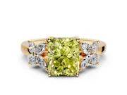 Floral Engagement Ring Setting for Fancy Yellow Radiant Cut Center with Marquise Cluster Shoulders and Prong Head in Yellow Gold