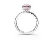 Solitaire Engagement Ring Setting for Fancy Pink Princess Cut Center with Shared-Prong Accents and Prong Head in Platinum