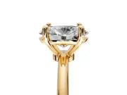 Minimalist Solitaire Engagement Ring Setting for Oval Center with Thin Band and Prong Head in Yellow Gold