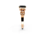 Leaf Engagement Ring Setting for Fancy Black Radiant Cut Center with Milgrain Accent Band and Prong Head in Rose Gold