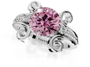 Solitaire Engagement Ring Setting for Fancy Pink Round Cut Center with Twisted Band and Scroll Prong Head in Sterling Silver