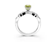 Solitaire Engagement Ring Setting for Fancy Yellow Emerald Cut Center with Criss-Cross Accent Band and Prong Head in Platinum