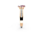 Solitaire Engagement Ring Setting for Fancy Pink Oval Center with Princess Cut Channel Band and Prong Head in Rose Gold