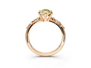 Solitaire Engagement Ring Setting for Fancy Yellow Marquise Center with Trailing Leaf Accent Band and Prong Head in Rose Gold