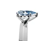 Solitaire Engagement Ring Setting for Fancy Blue Pear-Shaped Center with Wide Knife Ridge Band and Prong Head in Platinum