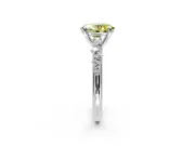 Solitaire Engagement Ring Setting for Fancy Yellow Oval Center with Trailing Leaf Accent Band and Prong Head in Sterling Silver