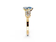 Cluster Engagement Ring Setting for Fancy Blue Pear-Shaped Center with 2-Row Shoulder Clusters and Prong Head in Yellow Gold