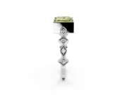 Milgrain Bezel Engagement Ring Setting for Fancy Yellow Princess Cut Center with Marquise Stations and Bezel Head in Sterling Silver