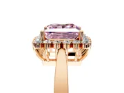 Starburst Halo Engagement Ring Setting for Fancy Pink Princess Cut Center with Flat Cathedral Band and Prong Head in Rose Gold