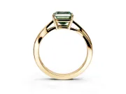 Solitaire Engagement Ring Setting for Fancy Green Asscher Cut Center with Plain Bypass Twist Band and Prong Head in Yellow Gold