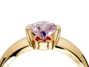 Tension Engagement Ring Setting for Fancy Pink Pear-Shaped Center with Wide Flat Band and Tension Head in Yellow Gold
