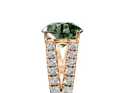 Solitaire Engagement Ring Setting for Fancy Green Round Cut Center with Pave Split Shank and Prong Head in Rose Gold
