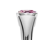 Tension Engagement Ring Setting for Fancy Pink Asscher Cut Center with Wide Tapered Band and Tension Head in White Gold