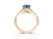 Solitaire Engagement Ring Setting for Fancy Blue Round Cut Center with Pave Split Shank and Prong Head in Rose Gold