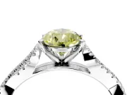 Solitaire Engagement Ring Setting for Fancy Yellow Pear-Shaped Center with Twisted Pave Split Shank and Prong Head in White Gold
