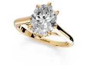Solitaire Engagement Ring Setting for Oval Center with Cathedral Band and Prong Head in Yellow Gold