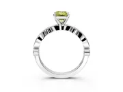 Solitaire Engagement Ring Setting for Fancy Yellow Emerald Cut Center with Milgrain Bezel Accents and Prong Head in Platinum