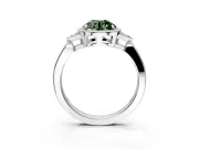 Cluster Engagement Ring Setting for Fancy Green Round Cut Center with Milgrain Shoulder Clusters and Prong Head in Platinum