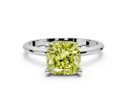 Minimalist Solitaire Engagement Ring Setting for Fancy Yellow Cushion Cut Center with Thin Band and Prong Head in Platinum