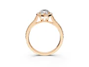 Halo Engagement Ring Setting for Marquise Center with Pave Accents, Heart Basket and Prong Head in Rose Gold