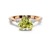 Solitaire Engagement Ring Setting for Fancy Yellow Heart-Shaped Center with Bezel Station Band and Prong Head in Rose Gold