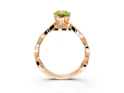 Solitaire Engagement Ring Setting for Fancy Yellow Emerald Cut Center with Accented Twist Band and Leaf Prong Head in Rose Gold