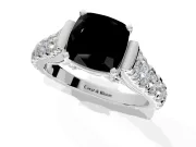 Solitaire Engagement Ring Setting for Fancy Black Cushion Cut Center with Pave Cathedral Shoulders and Prong Head in Sterling Silver