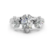 Floral Cluster Engagement Ring Setting for Pear-Shaped Center with Marquise Accents and Prong Head in Platinum