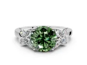 Floral Engagement Ring Setting for Fancy Green Round Cut Center with Marquise Cluster Shoulders and Prong Head in White Gold