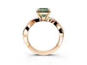 Solitaire Engagement Ring Setting for Fancy Green Princess Cut Center with Half-Pave Crossover Band and Prong Head in Rose Gold