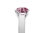 Solitaire Engagement Ring Setting for Fancy Pink Round Cut Center with Tapered Split Shoulders and Prong Head in Sterling Silver