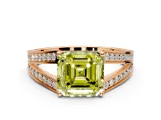 Split Shank Engagement Ring Setting for Fancy Yellow Asscher Cut Center with Pave Split Shank and Prong Head in Rose Gold