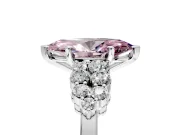 Cluster Engagement Ring Setting for Fancy Pink Marquise Center with 2-Row Shoulder Clusters and Prong Head in Platinum