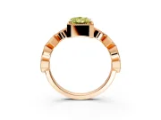 Milgrain Bezel Engagement Ring Setting for Fancy Yellow Radiant Cut Center with Marquise Stations and Bezel Head in Rose Gold