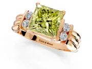 Solitaire Engagement Ring Setting for Fancy Yellow Princess Cut Center with Grooved Bar Accent Band and Prong Head in Rose Gold
