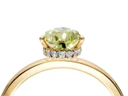 Hidden Halo Engagement Ring Setting for Fancy Yellow Pear-Shaped Center with Plain Band and Tall Prong Head in Yellow Gold